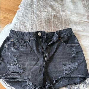Garage Black Distressed High-Rise Denim Shorts